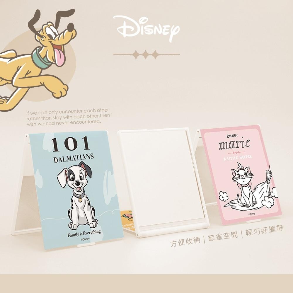 迪士尼 Disney 貓狗系列摺疊鏡(大) 鏡子 隨身鏡 化妝鏡 瑪麗貓 魯斯佛 布魯托 101忠狗 費加洛【5ip8】-細節圖4