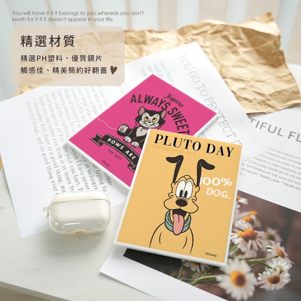 迪士尼 Disney 貓狗系列摺疊鏡(大) 鏡子 隨身鏡 化妝鏡 瑪麗貓 魯斯佛 布魯托 101忠狗 費加洛【5ip8】-細節圖8