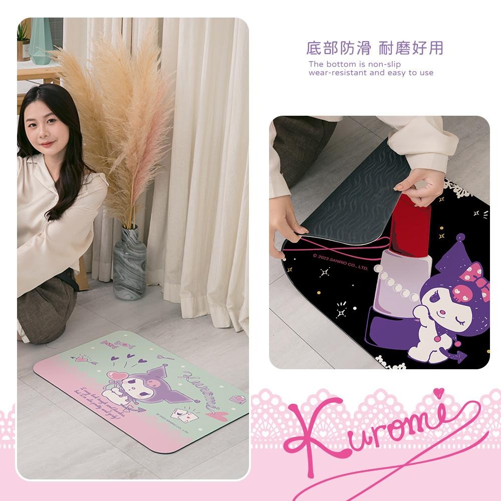 三麗鷗 Sanrio 酷洛米 軟式珪藻土地墊 60x40x0.5 正版授權 台灣製造 腳踏墊 防潮 珪藻土【5ip8】-細節圖6