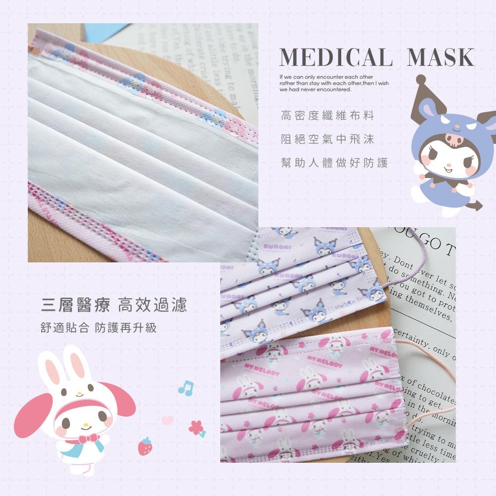 三麗鷗 Sanrio 玩偶系列 醫療口罩 醫用口罩 台灣製造 成人口罩 (10入/盒)【5ip8】IN0008-細節圖6