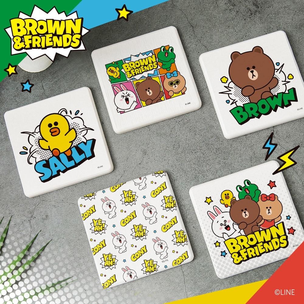 LINE FRIENDS 漫畫風 硬式珪藻土杯墊 (2入組) 吸水 熊大 兔兔 莎莉 熊美【5ip8】LN0064-細節圖2