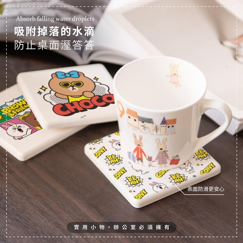 LINE FRIENDS 漫畫風 硬式珪藻土杯墊 (2入組) 吸水 熊大 兔兔 莎莉 熊美【5ip8】LN0064-細節圖5