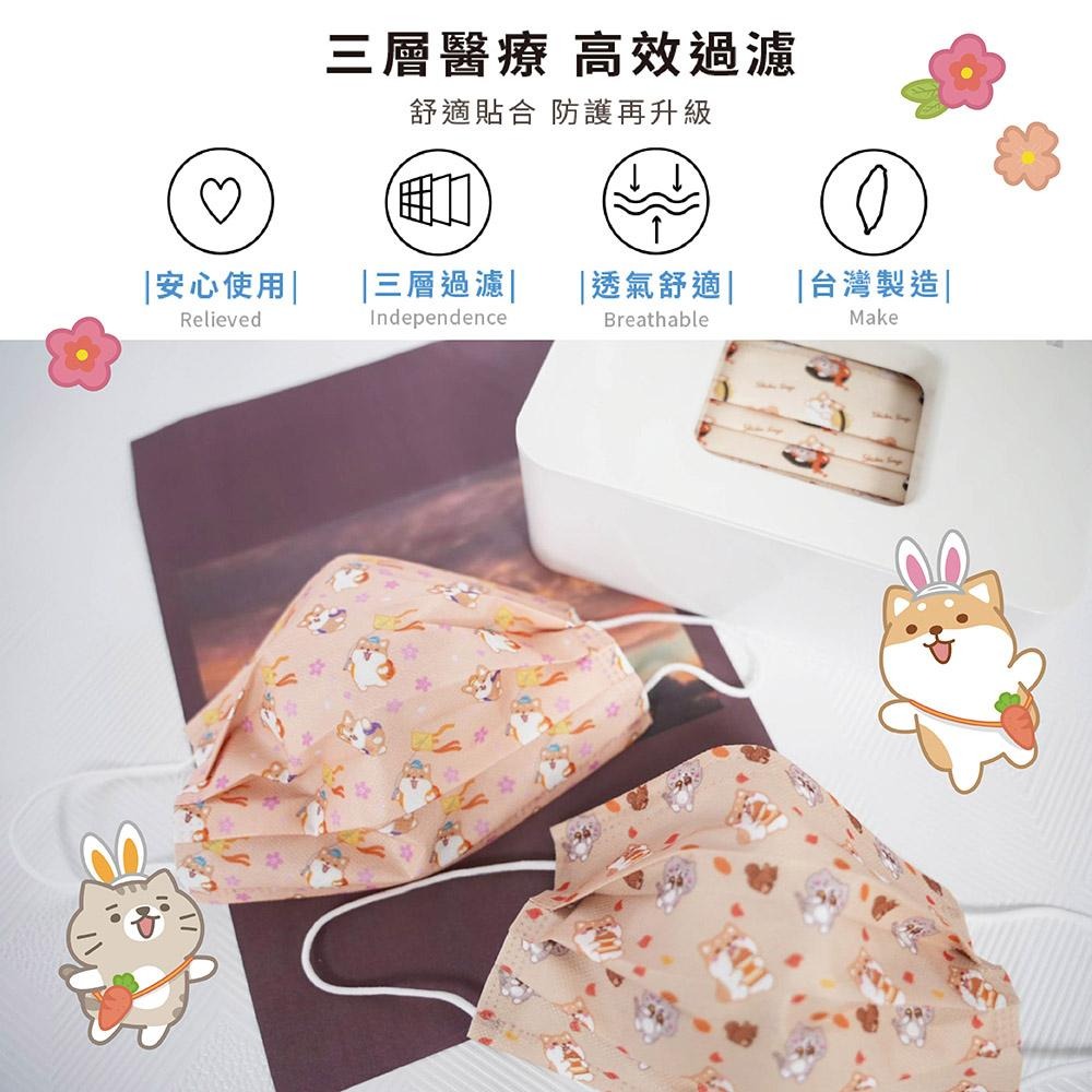柴語錄 Shiba Says 平面亂版醫療口罩 醫用口罩 台灣製造 成人口罩 (10入/盒)【5ip8】廢柴兔兔-細節圖6
