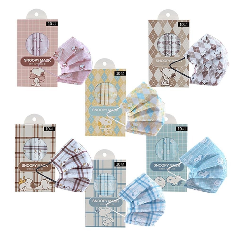 史努比 Snoopy 格紋系列 平面連續醫療口罩 醫用口罩 台灣製造 成人口罩 (10入/盒)【5ip8】IN0006-細節圖2