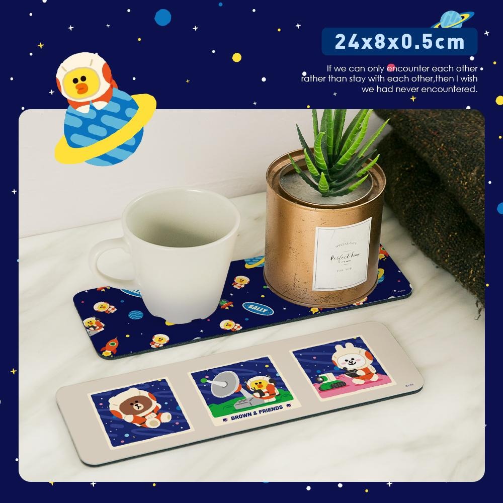 LINE FRIENDS 熊大外太空系列 軟式珪藻土吸水洗漱墊 硅藻土 瀝水 浴室收納 防潮 【5ip8】-細節圖4