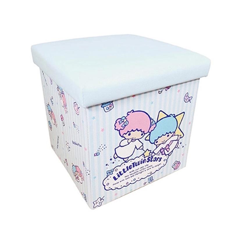 三麗鷗 Sanrio 雙子星 摺疊收納箱 收納盒 置物箱 收納椅 穿鞋椅 矮凳【5ip8】-細節圖2