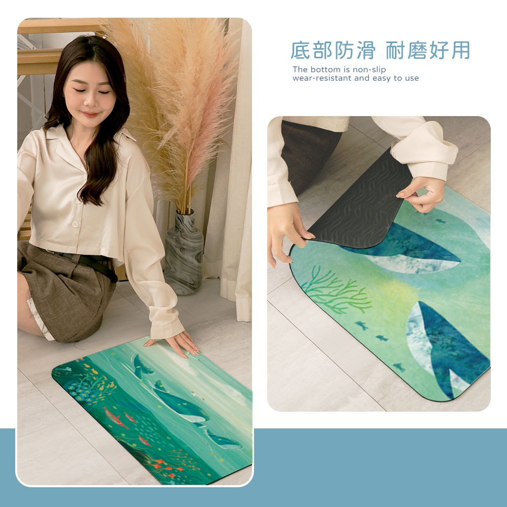 台灣製造 夢幻風軟式珪藻土地墊 60*40地墊 防潮 腳踏墊 硅藻土 吸水墊踏墊 吸水墊 【5ip8】FM4100-細節圖5