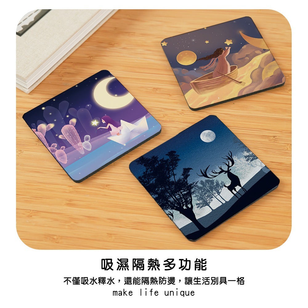 台灣製造 月亮軟式珪藻土吸水杯墊 10*10*0.5 防潮 硅藻土 防滑墊 隔熱墊【5ip8】FM4102-細節圖6
