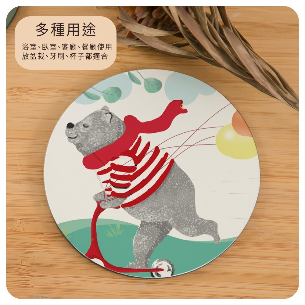 台灣製造 童話系列軟式珪藻土吸水杯墊 10*10*0.5 防潮 硅藻土 防滑墊 隔熱墊【5ip8】FM4106-細節圖5