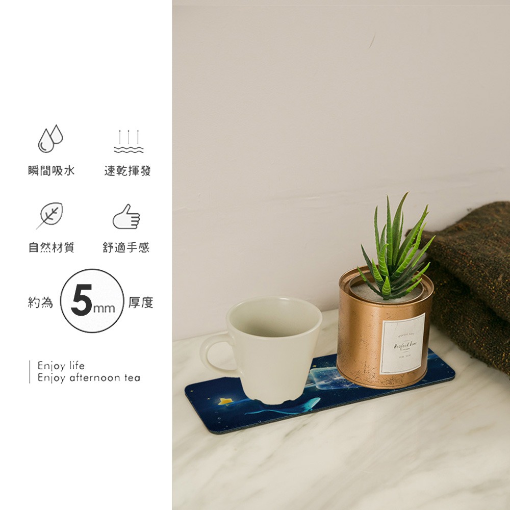 台灣製造 藍色系列軟式珪藻土洗漱墊 24*8*0.5  防潮 杯墊 瀝水 吸水墊 浴室收納 【5ip8】FM4107-細節圖7