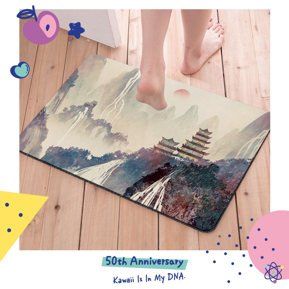 台灣製造 水墨軟式珪藻土地墊 60*40地墊 防潮 腳踏墊 硅藻土 吸水墊踏墊 吸水墊 【5ip8】FM4103-細節圖3