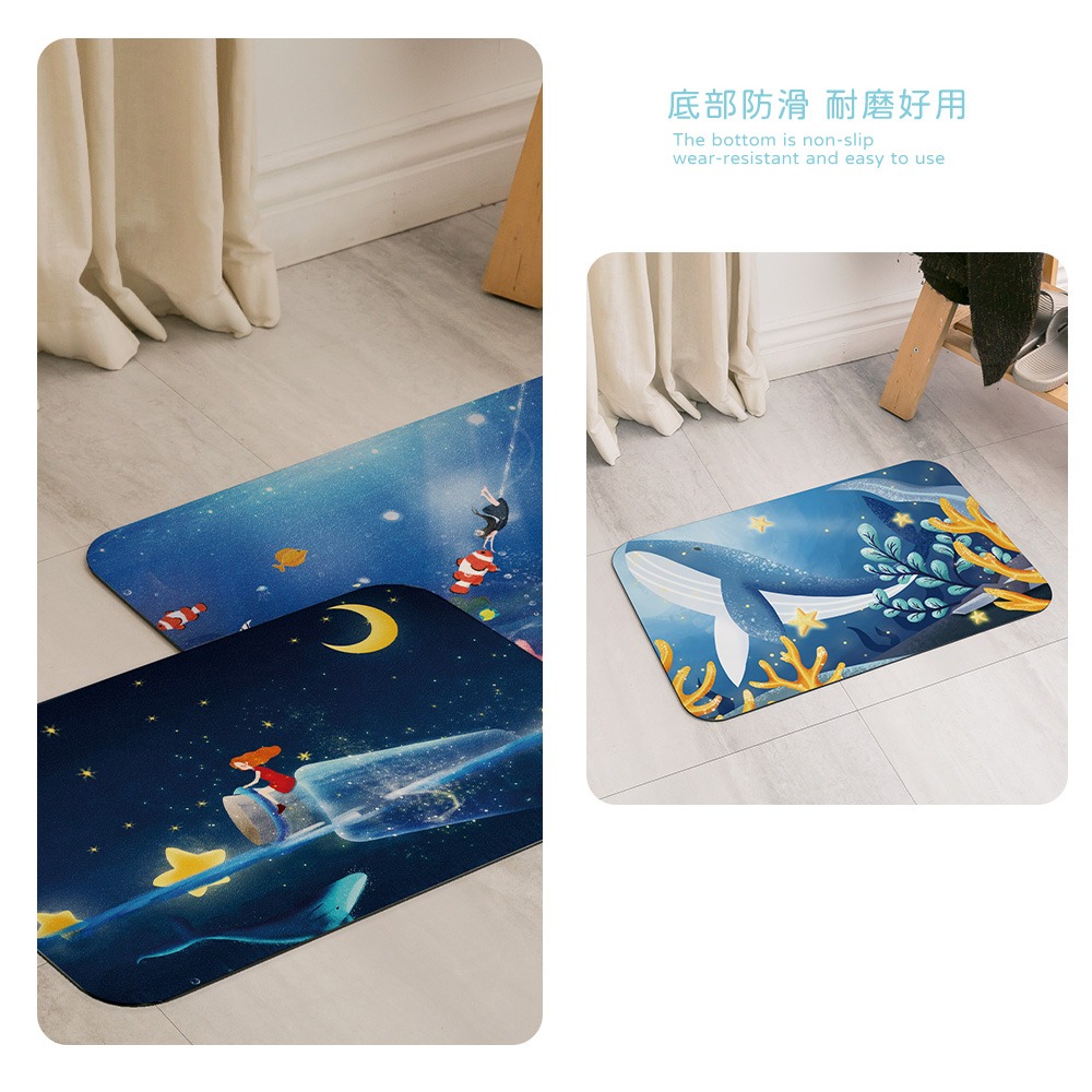 台灣製造 藍色系列軟式珪藻土地墊 60*40地墊 防潮 腳踏墊 硅藻土 吸水墊踏墊 吸水墊 【5ip8】FM4105-細節圖5