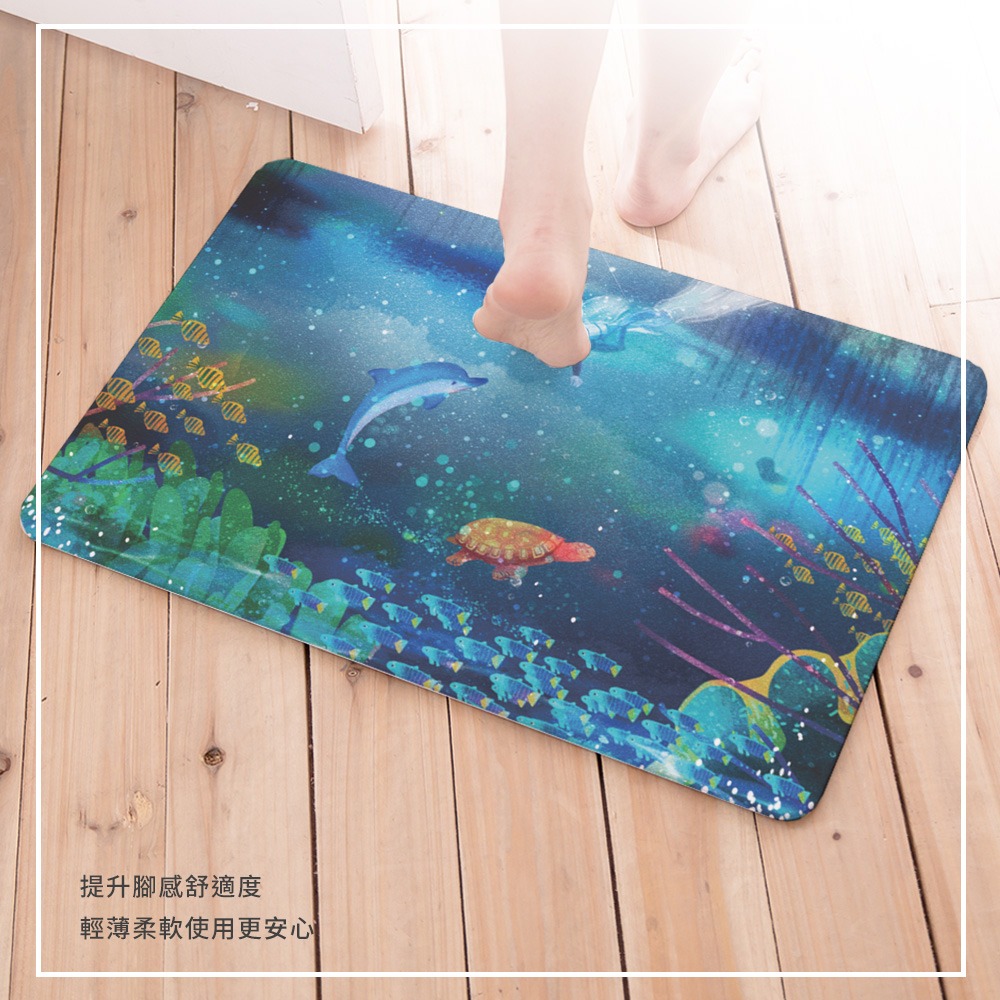 台灣製造 藍色系列軟式珪藻土地墊 60*40地墊 防潮 腳踏墊 硅藻土 吸水墊踏墊 吸水墊 【5ip8】FM4105-細節圖7