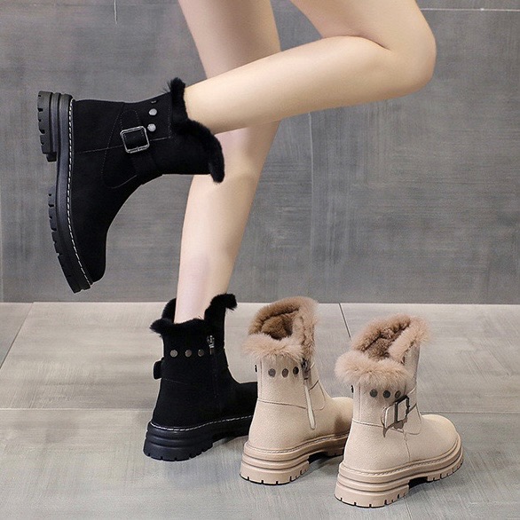 帥氣扣帶雪地靴［36-41］雪地靴 毛毛靴 軍靴 中筒靴 厚底靴 馬丁靴 保暖靴 瘦瘦靴2868a-細節圖4