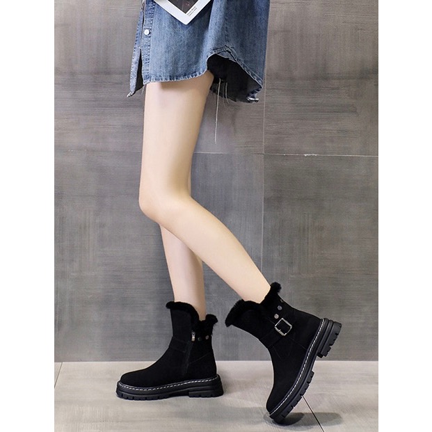 帥氣扣帶雪地靴［36-41］雪地靴 毛毛靴 軍靴 中筒靴 厚底靴 馬丁靴 保暖靴 瘦瘦靴2868a-細節圖5