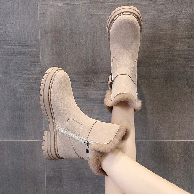 帥氣扣帶雪地靴［36-41］雪地靴 毛毛靴 軍靴 中筒靴 厚底靴 馬丁靴 保暖靴 瘦瘦靴2868a-細節圖7