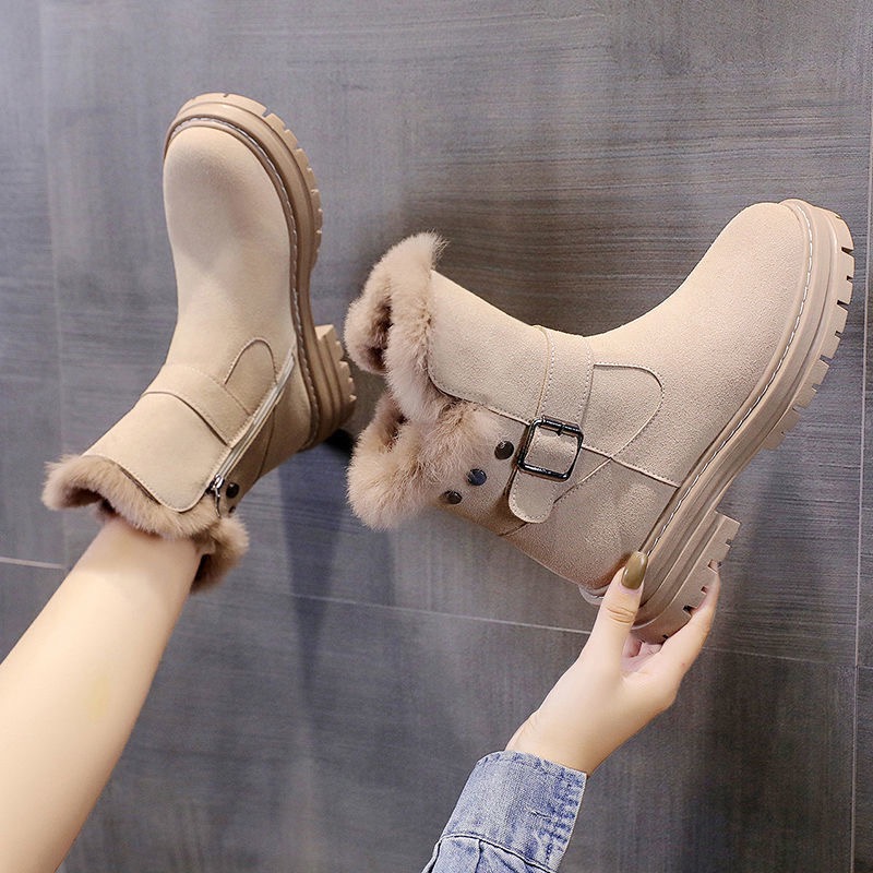 帥氣扣帶雪地靴［36-41］雪地靴 毛毛靴 軍靴 中筒靴 厚底靴 馬丁靴 保暖靴 瘦瘦靴2868a-細節圖8