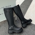 扣帶厚底長筒靴 長筒靴 長靴 厚底靴 女靴 瘦瘦靴 霧面靴 後拉鍊高筒靴 膝下靴 騎士靴-規格圖8
