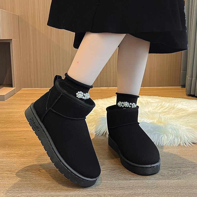 大尺碼雪靴［36-44］雪靴 雪地靴 厚底靴 棉靴 刷毛靴 加絨靴 加厚 保暖靴 短靴 踝靴 女靴-細節圖3