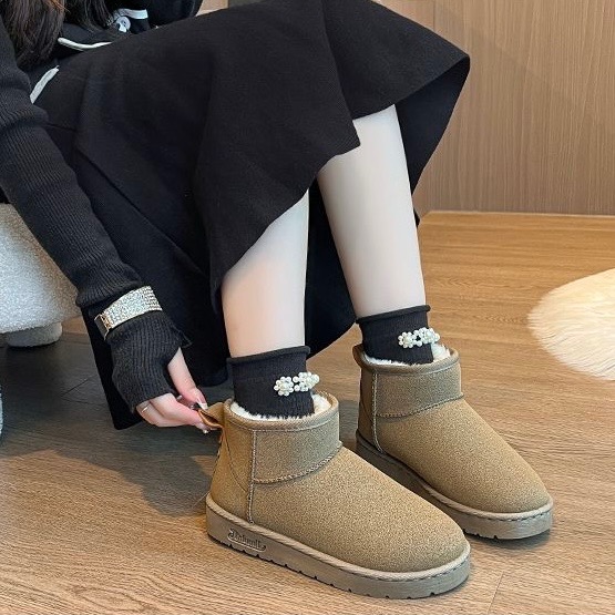 大尺碼雪靴［36-44］雪靴 雪地靴 厚底靴 棉靴 刷毛靴 加絨靴 加厚 保暖靴 短靴 踝靴 女靴-細節圖5