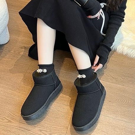 大尺碼雪靴［36-44］雪靴 雪地靴 厚底靴 棉靴 刷毛靴 加絨靴 加厚 保暖靴 短靴 踝靴 女靴-細節圖6