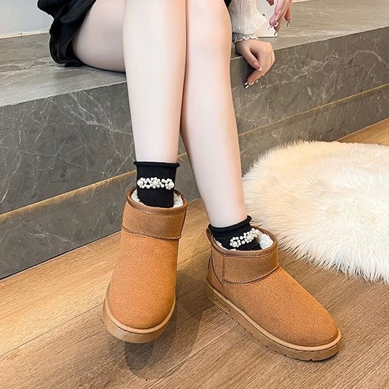 大尺碼雪靴［36-44］雪靴 雪地靴 厚底靴 棉靴 刷毛靴 加絨靴 加厚 保暖靴 短靴 踝靴 女靴-細節圖7