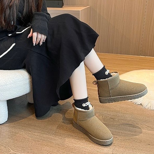 大尺碼雪靴［36-44］雪靴 雪地靴 厚底靴 棉靴 刷毛靴 加絨靴 加厚 保暖靴 短靴 踝靴 女靴-細節圖10