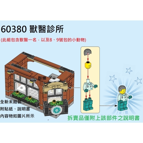 【群樂】LEGO 60380 拆賣 獸醫診所