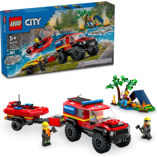 【群樂】盒組 LEGO 60412 City-四輪驅動消防車和救援艇