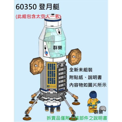 【群樂】LEGO 60350 拆賣 登月艇 現貨不用等