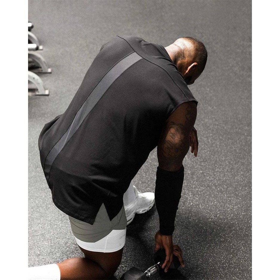 男性夏季寬鬆無袖健身背心-細節圖4