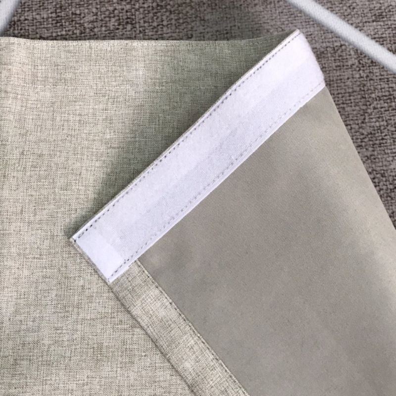 台灣現貨🇹🇼 魔鬼氈窗簾 冷氣窗窗簾 100%全遮光棉麻窗簾 80*60 重工四周包邊 厚磅加厚 黏貼式窗簾 免打孔-細節圖8