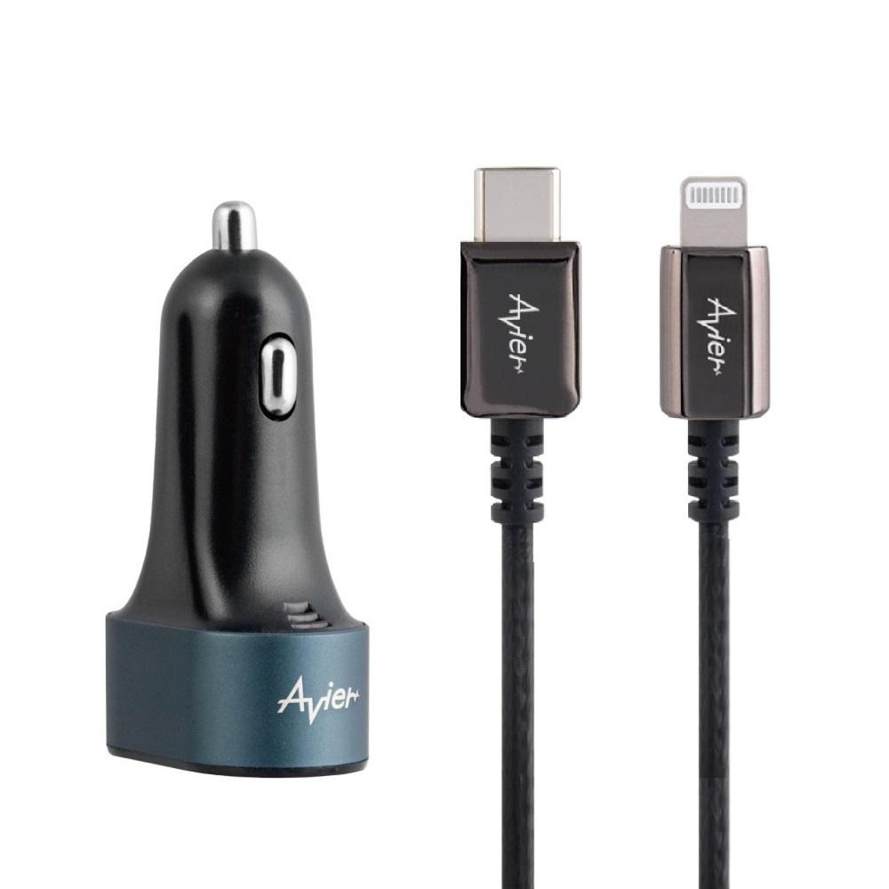 【Avier福利品】Lightning 車用 快充 充電組 42W 車充 + Lighnting 1M - 多色任選-細節圖2