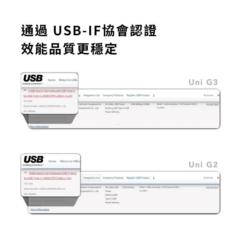 【Avier】Uni G2 USB4 Gen2x2 240W 20Gbps Type-C 高速資料傳輸充電線 2M-細節圖8