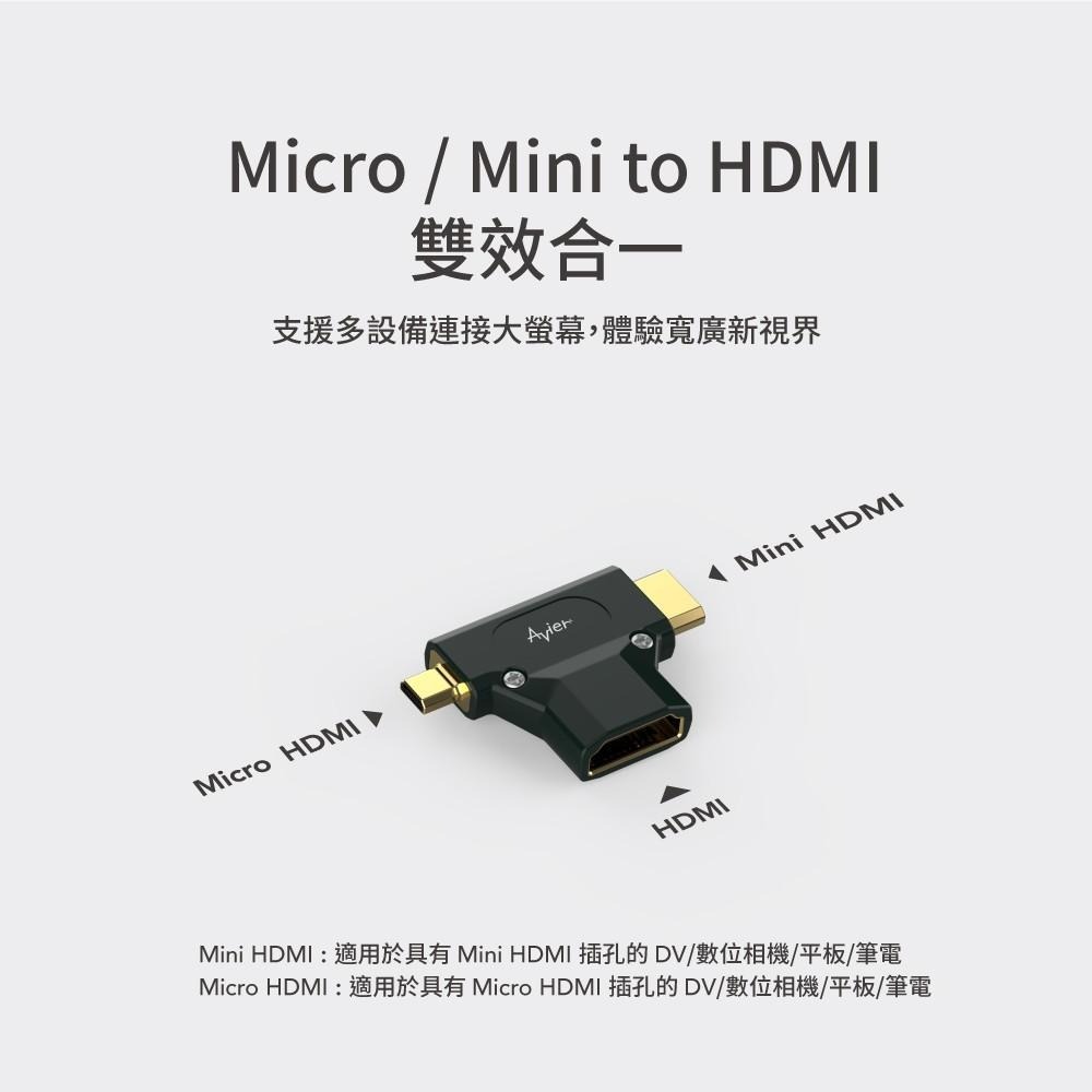 【Avier福利品】PREMIUM 全金屬 轉接頭 HDMI A 母 轉 HDMI C&D-細節圖9