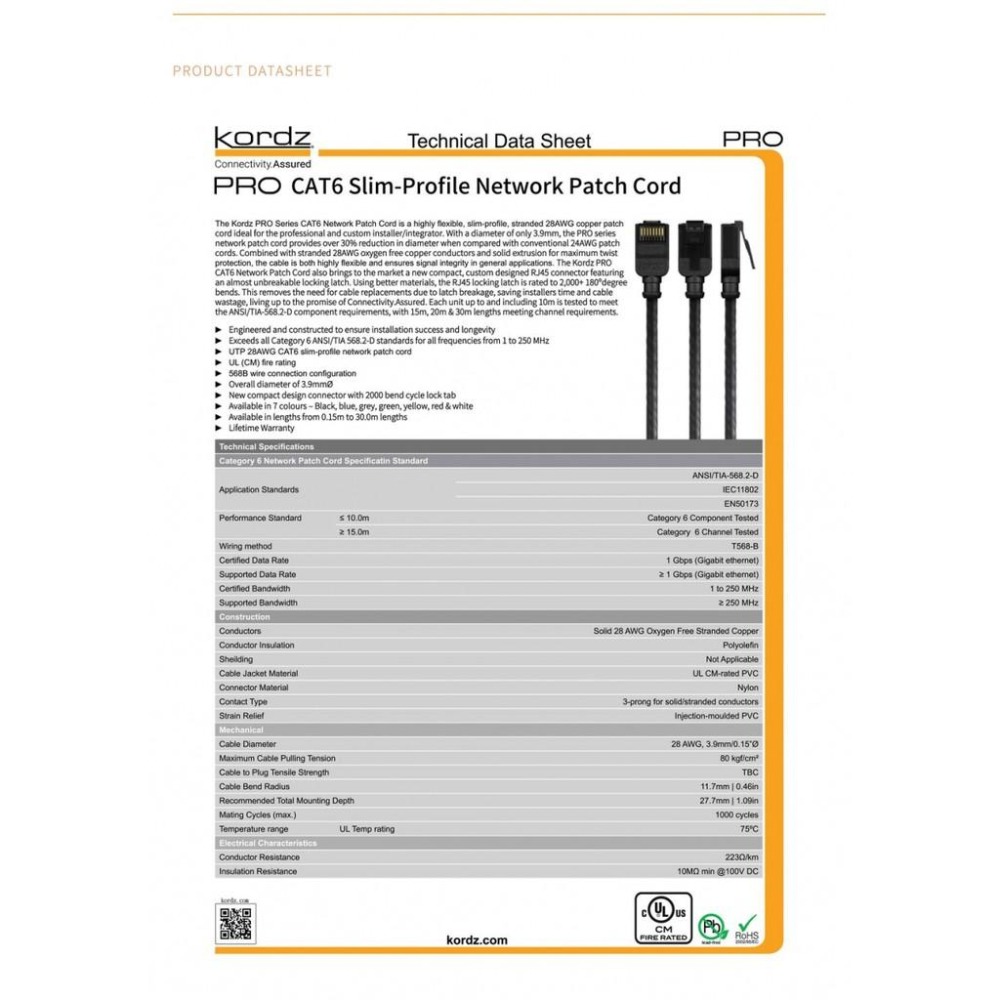 【Kordz】PRO CAT6 28AWG 極細 高速 網路線 - 2M-細節圖9