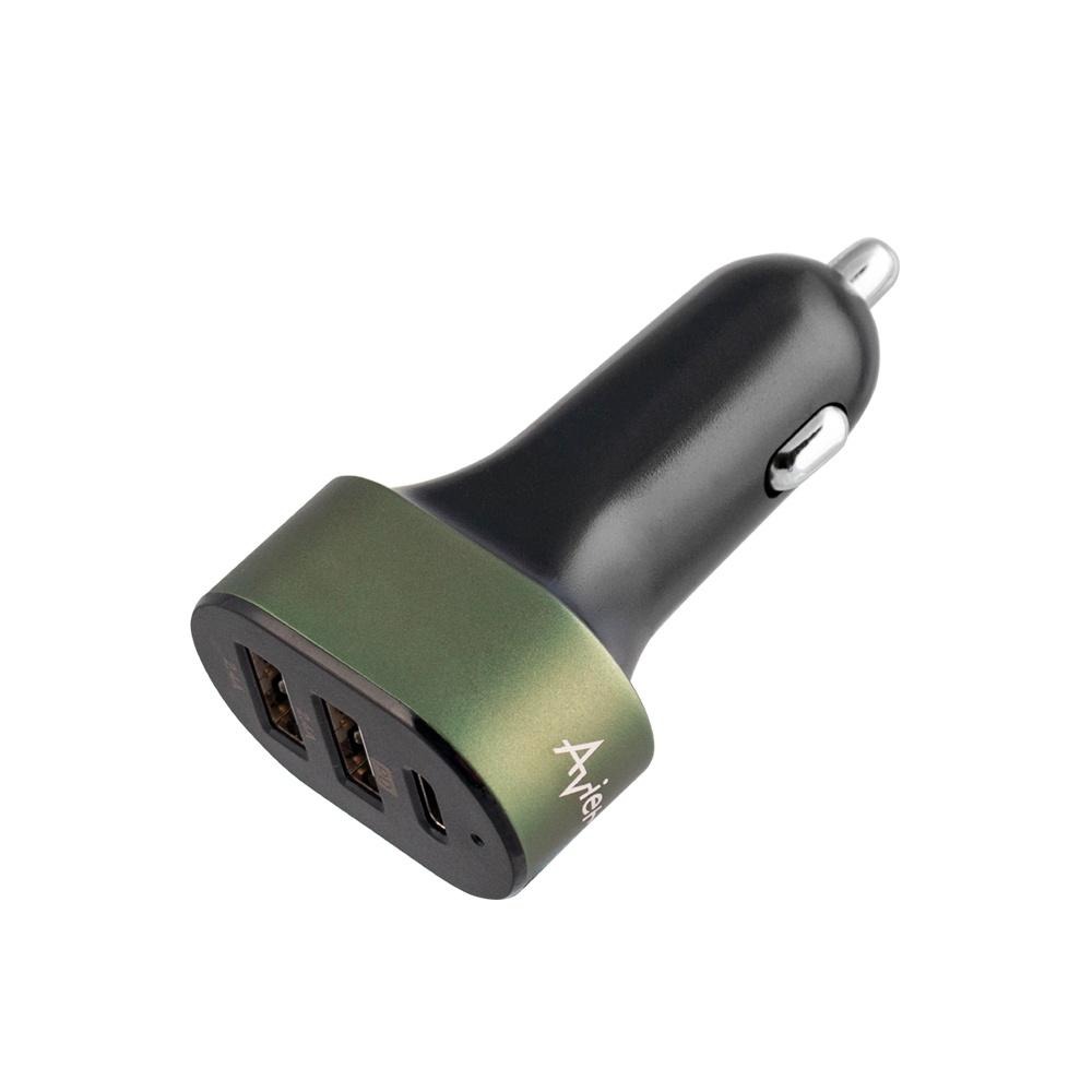 【Avier】COLOR MIX 42W 智能 三孔 車用 充電器 - 森木綠-細節圖2
