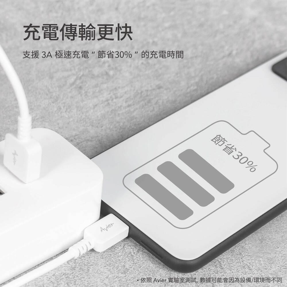 【Avier】COLOR MIX USB A to Type-C 高速充電傳輸線 30cm 四色任選-細節圖5