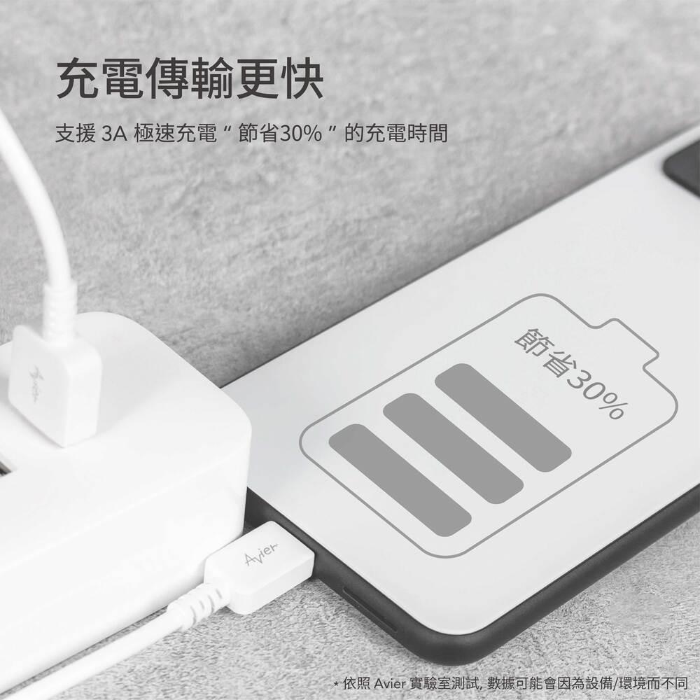 【Avier】COLOR MIX USB C to A 高速充電傳輸線 (30cm)_四色任選-細節圖5