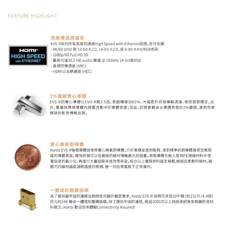【Kordz】EVS 高速影音 HDMI 傳輸線 1.8M-細節圖4