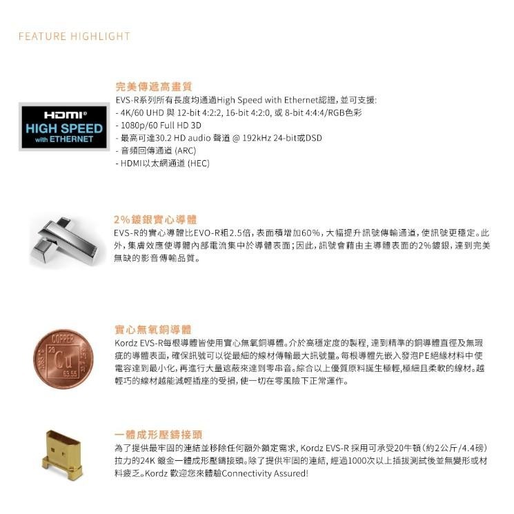 【Kordz】EVO 高速影音 HDMI 傳輸線 0.6M - 3M-細節圖4