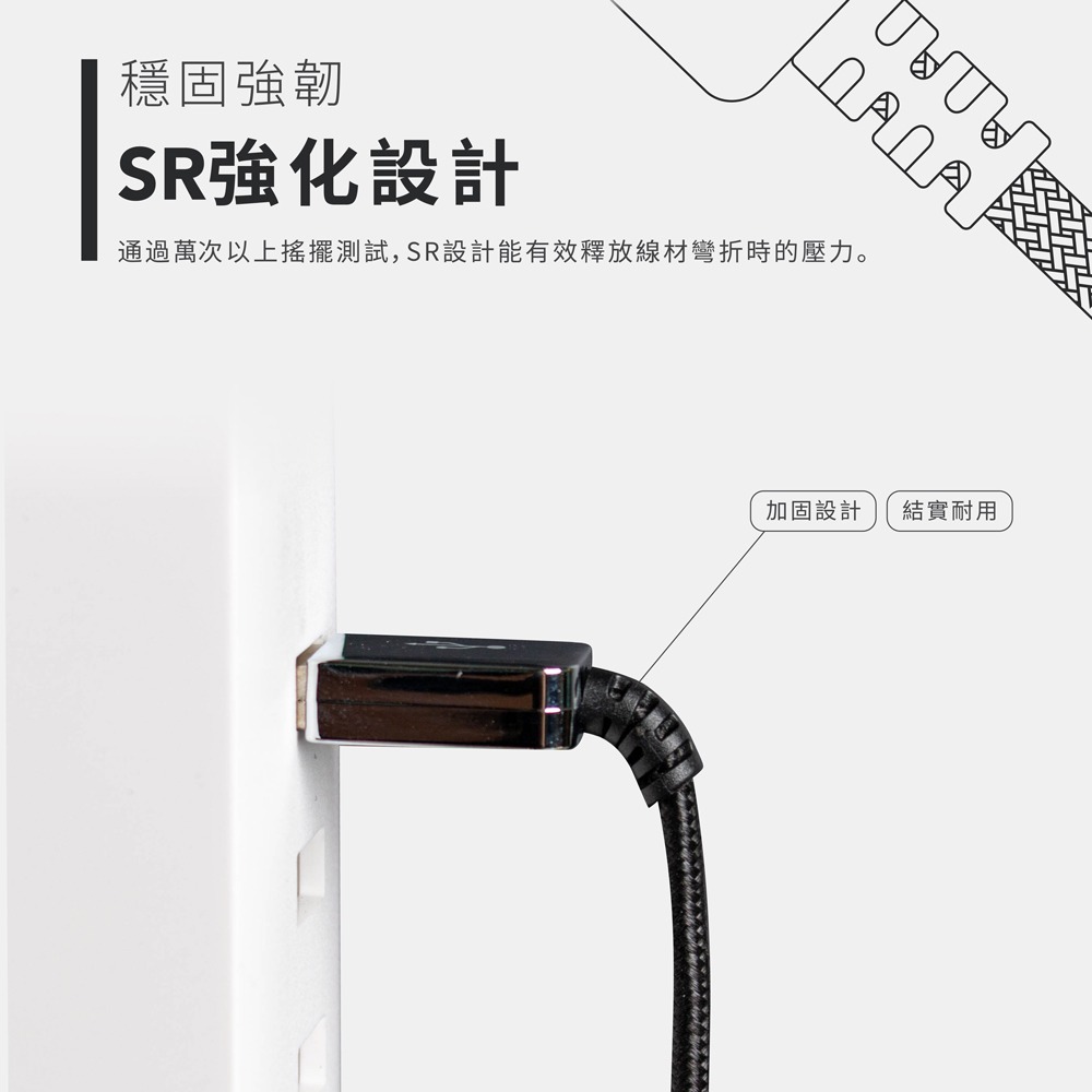 【Avier福利品】CLASSIC USB A to Type-C 編織高速充電傳輸線 0.3M - 2M-細節圖7