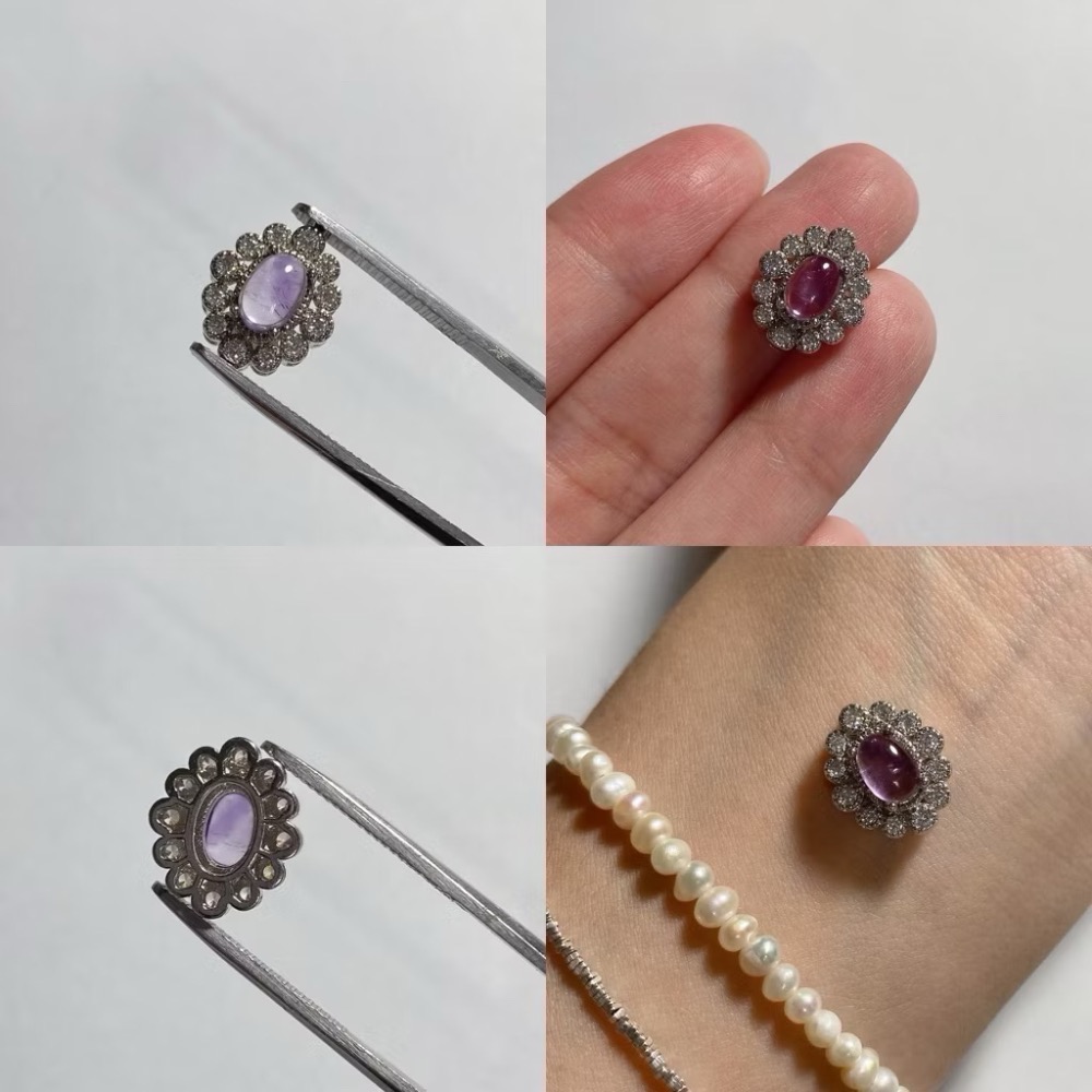 紫水晶x鋯石鑲邊13x11x7mm