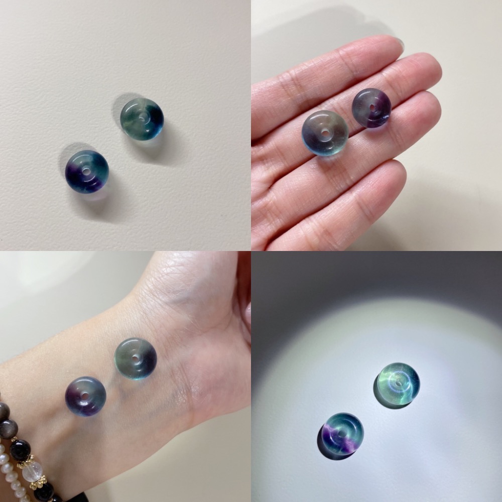 糖果藍綠螢石2入組13‘+14’mm