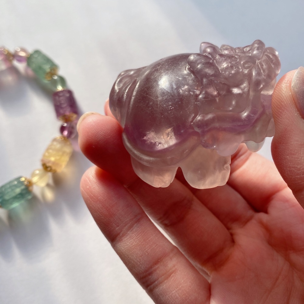 BKL精雕糖果螢石迴紋桶珠手串-細節圖3