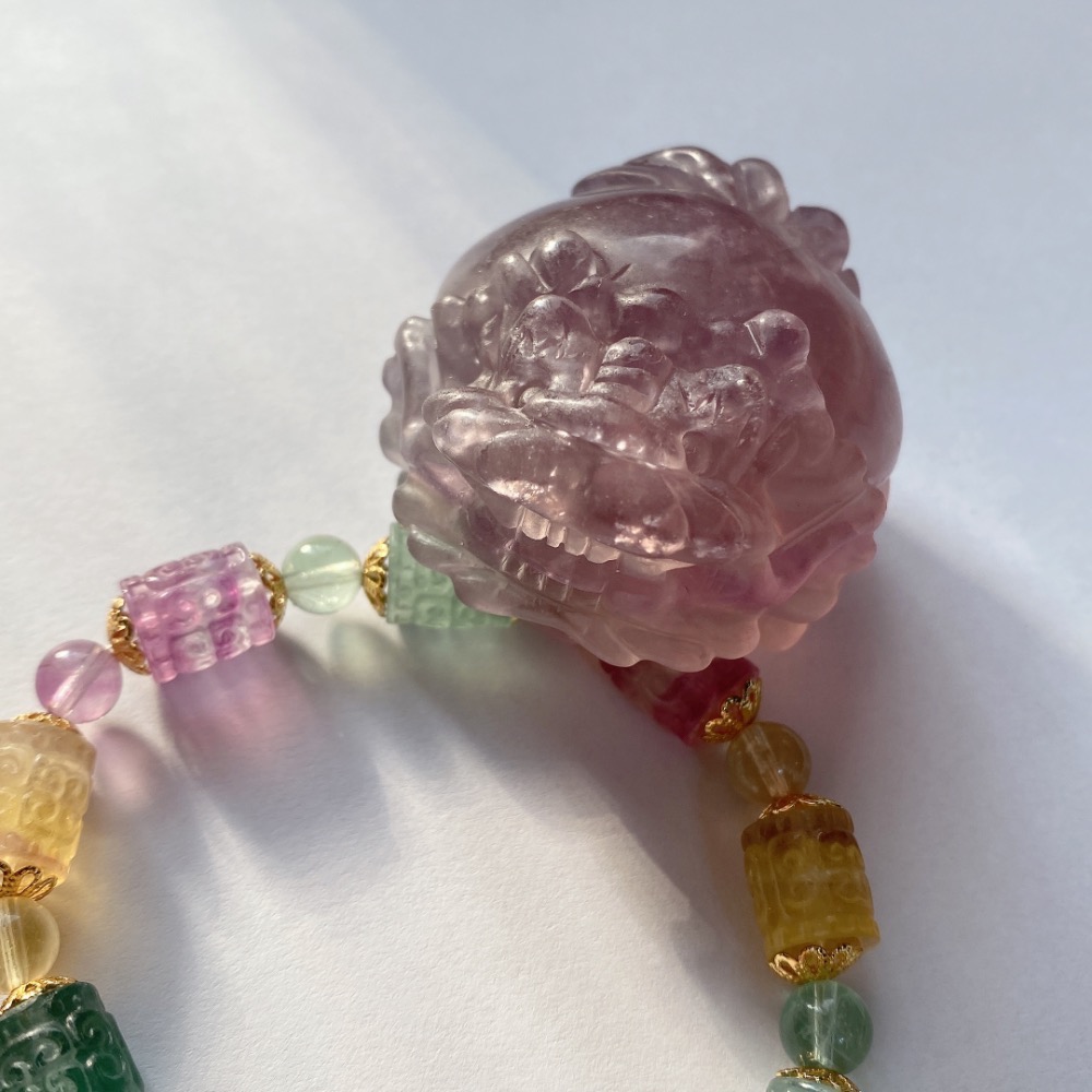 BKL精雕糖果螢石迴紋桶珠手串-細節圖4