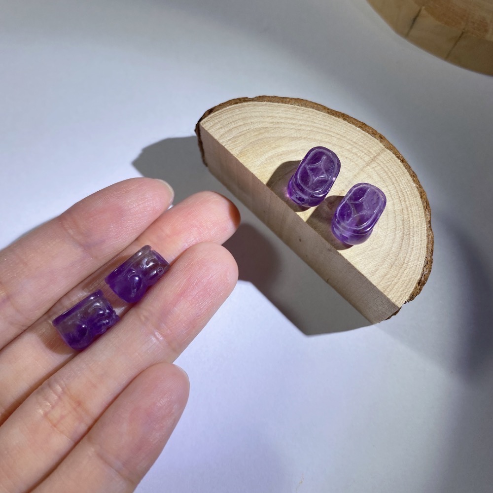 BKL玻利維亞紫水晶貔貅雕刻｜直通孔-細節圖6