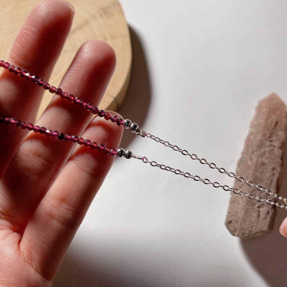 BKL草莓晶x鑽切紫牙烏石榴石鈦鋼手鏈-細節圖6