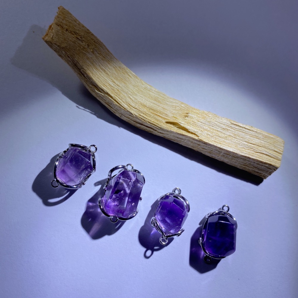 BKL拋光切面紫水晶雙耳白銅包邊-細節圖2