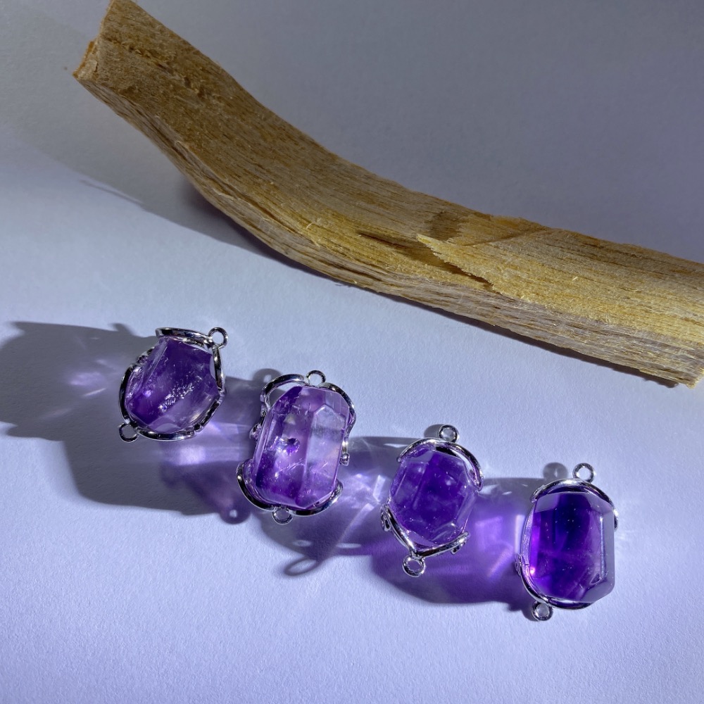 BKL拋光切面紫水晶雙耳白銅包邊-細節圖3